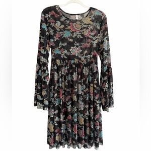 Boho‎ Y2K inspired Floral Black stretchy Dress